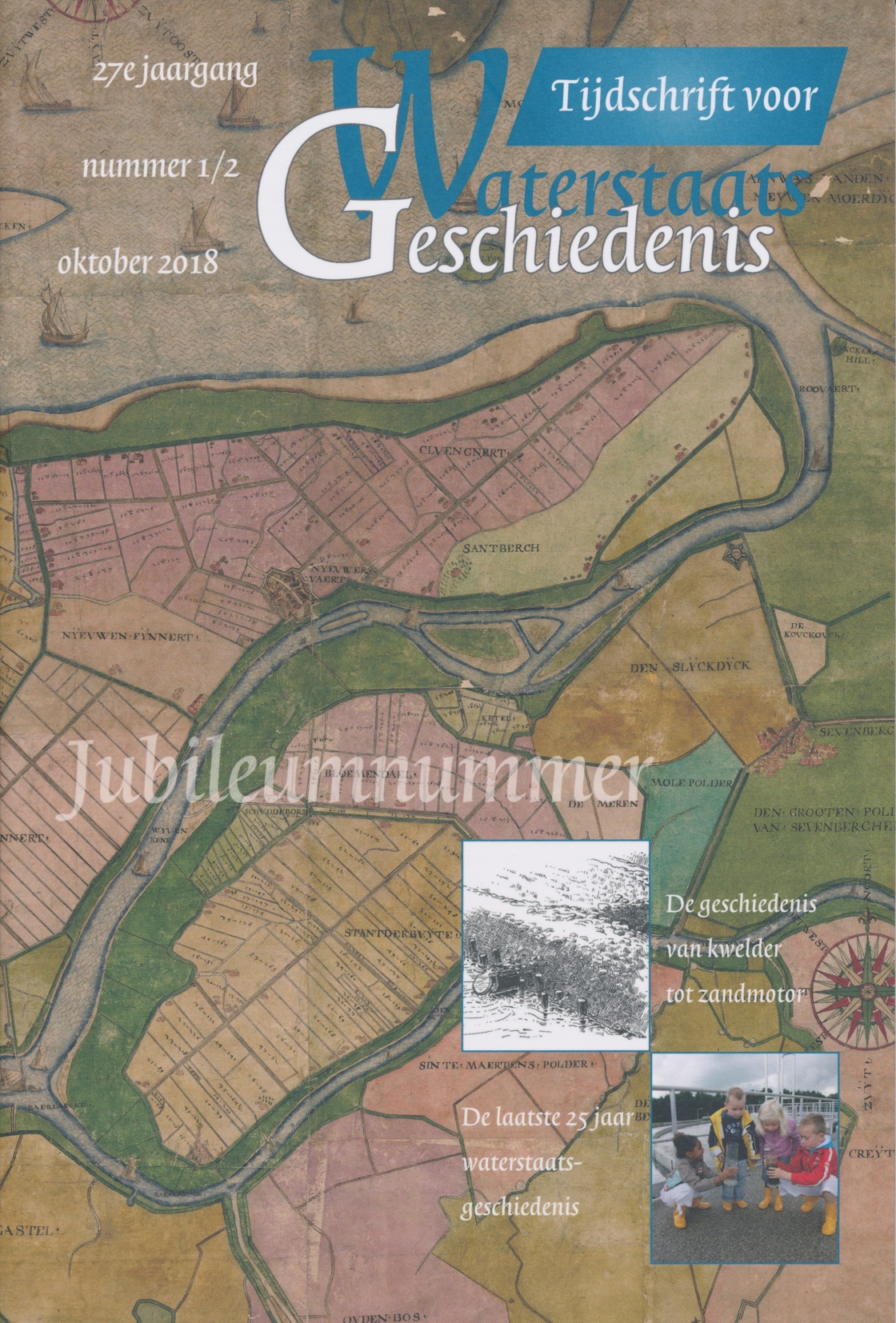 Omslag van tijdschrift 2018-1/2: Jubileumnummer, 25 jaar Tijdschrift voor Waterstaatsgeschiedenis